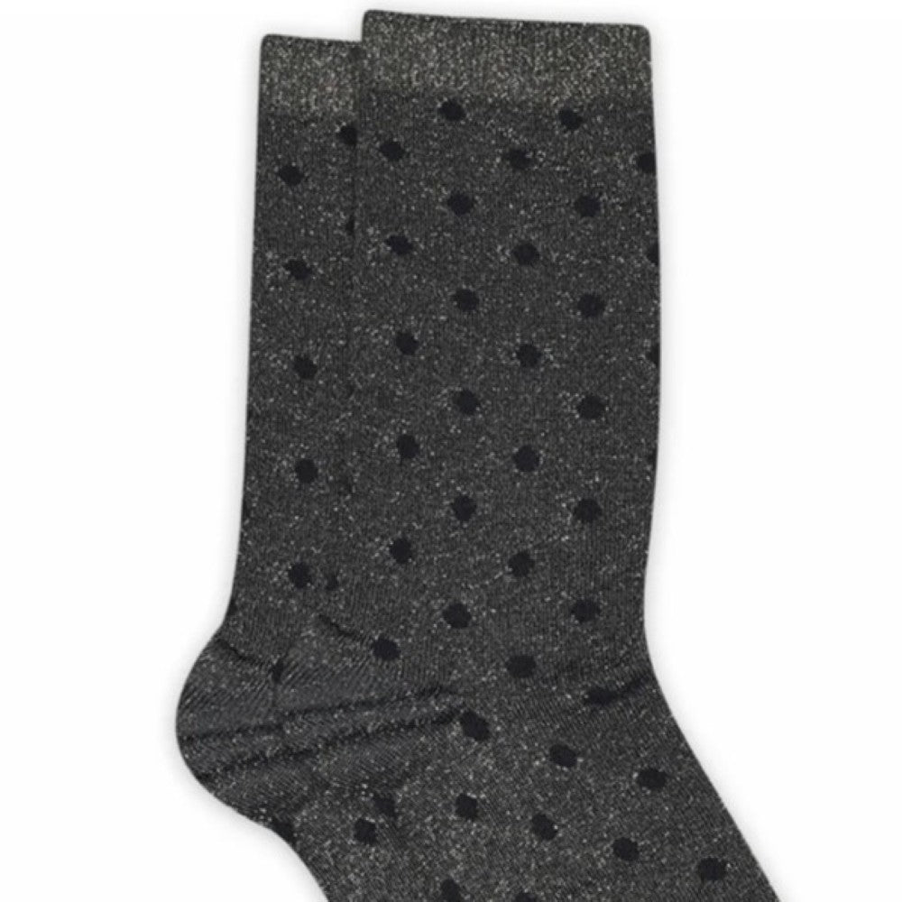 Navy Grey Dotted Glitter Socks