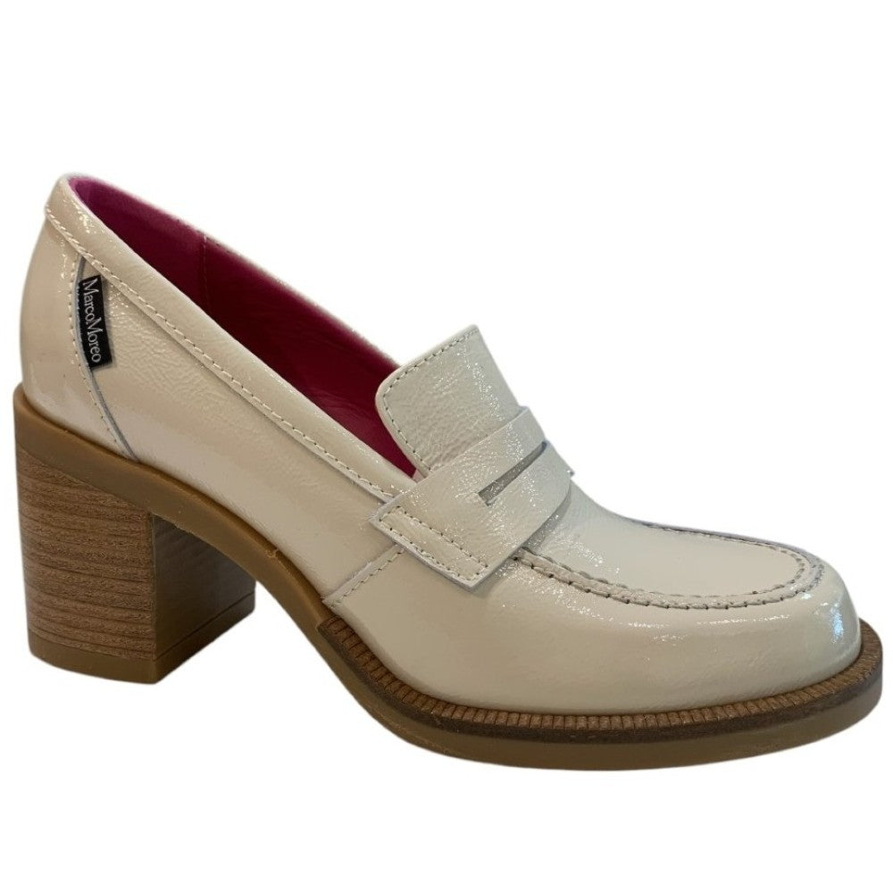 Marco Moreo Dubai Tania Leather Block Heel Loafer M672 Beige