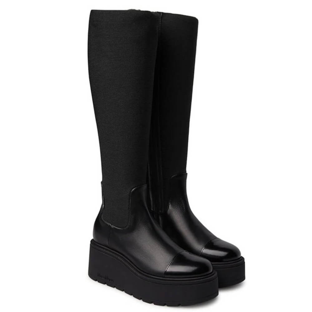 Black knee-high platform boot on a white background Marco Moreo Knee High Vale Kelly A134 Black