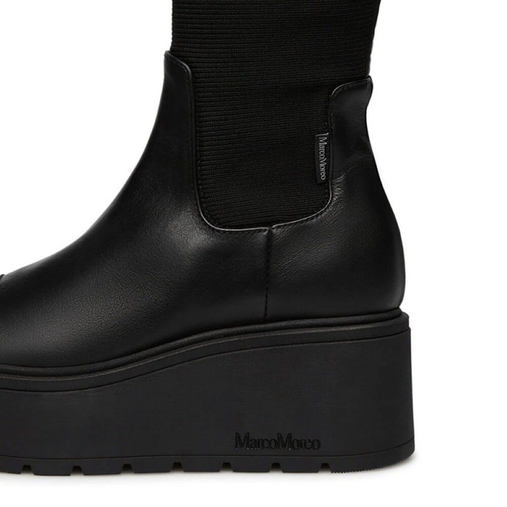 Black knee-high platform boot on a white background Marco Moreo Knee High Vale Kelly A134 Black