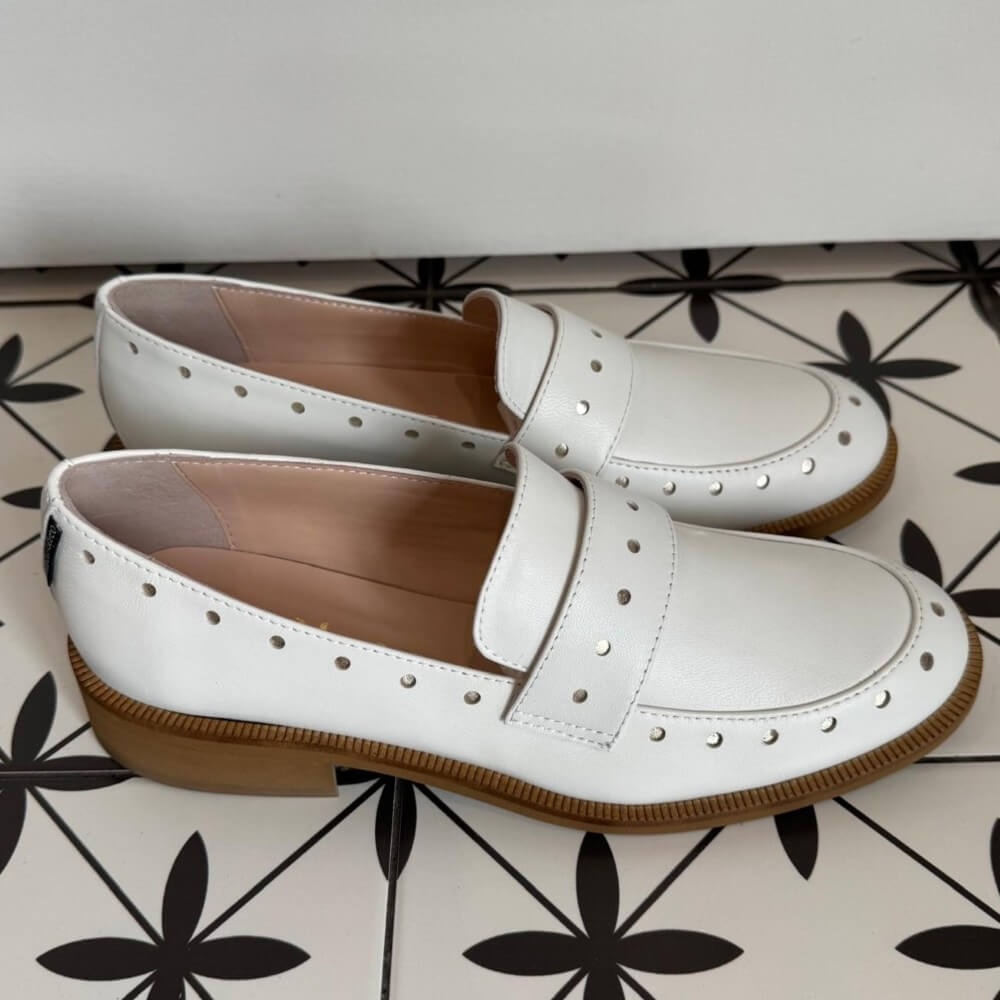 Marco Moreo White Leather Loafer with dots Maura X705