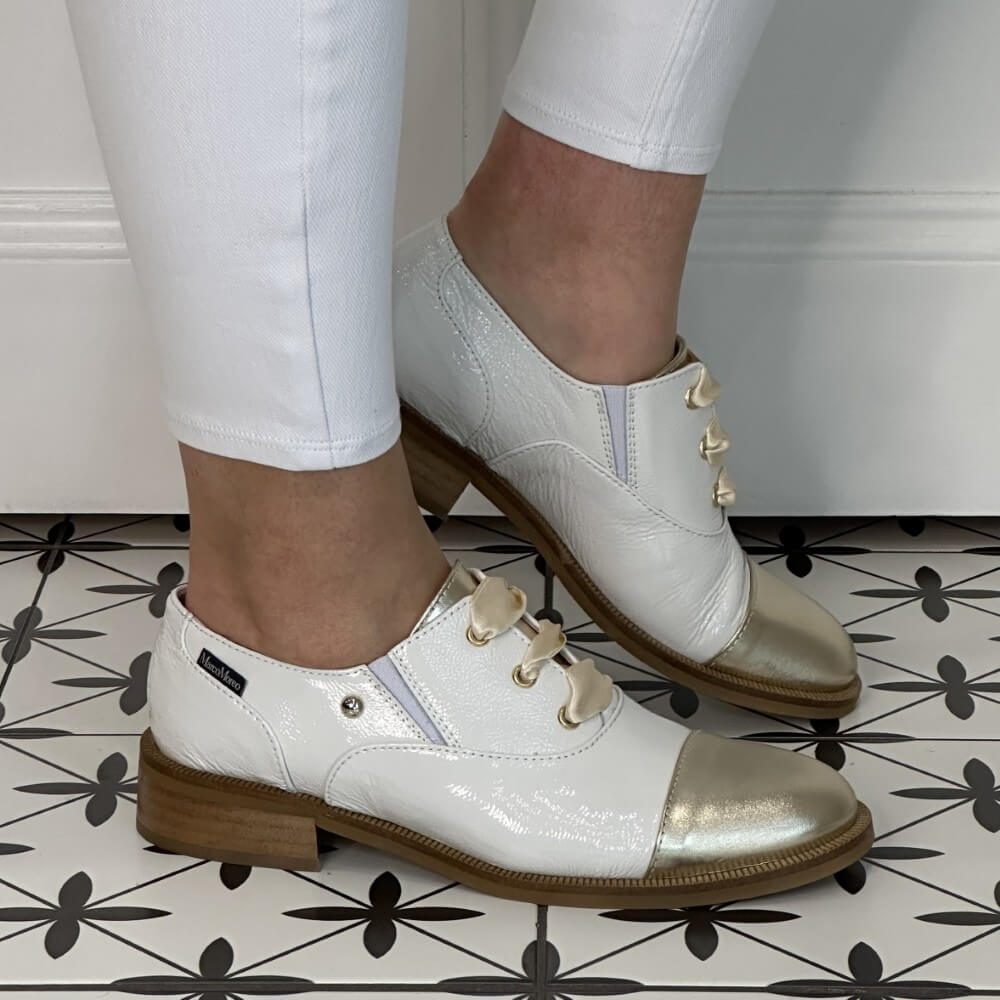 Marco Moreo Two Tone Laced Shoe M682 Gold & White