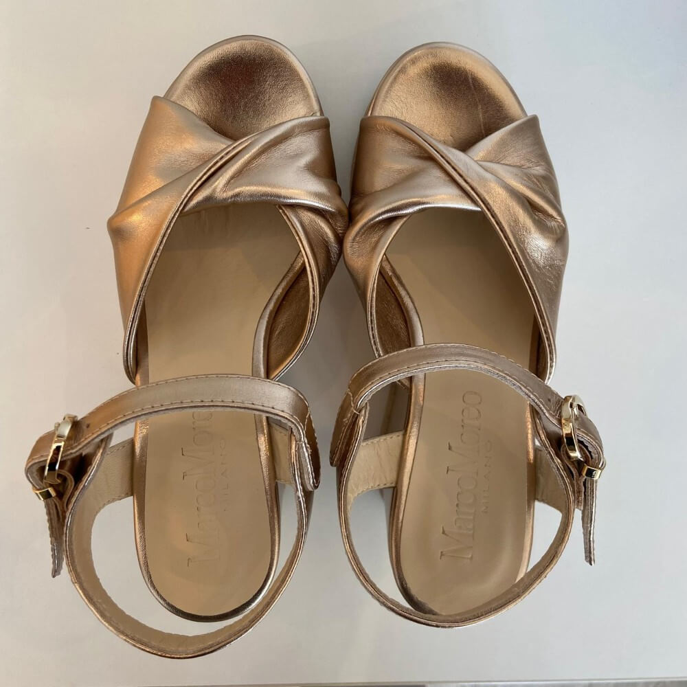 Marco Moreo X813 Luna Buenos Aires Platform Leather Sandal Gold