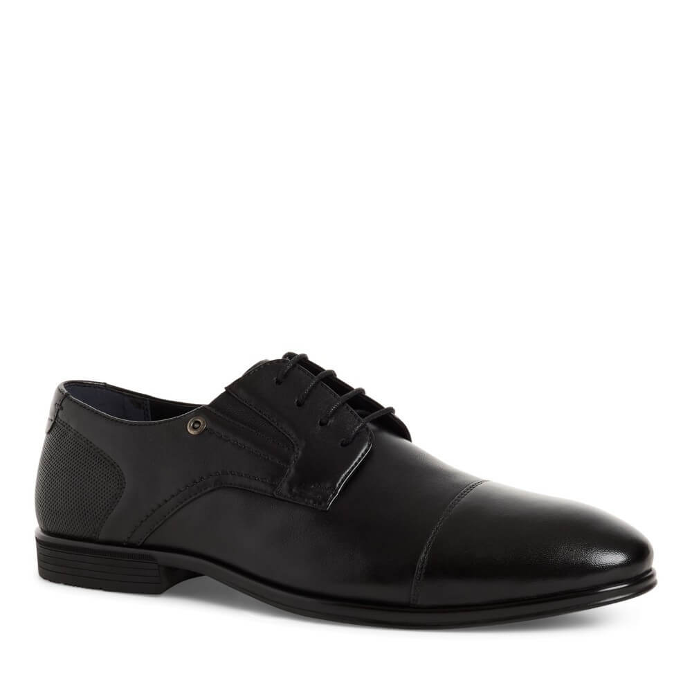 Marco Tozzi Black leather dress shoe on a white background