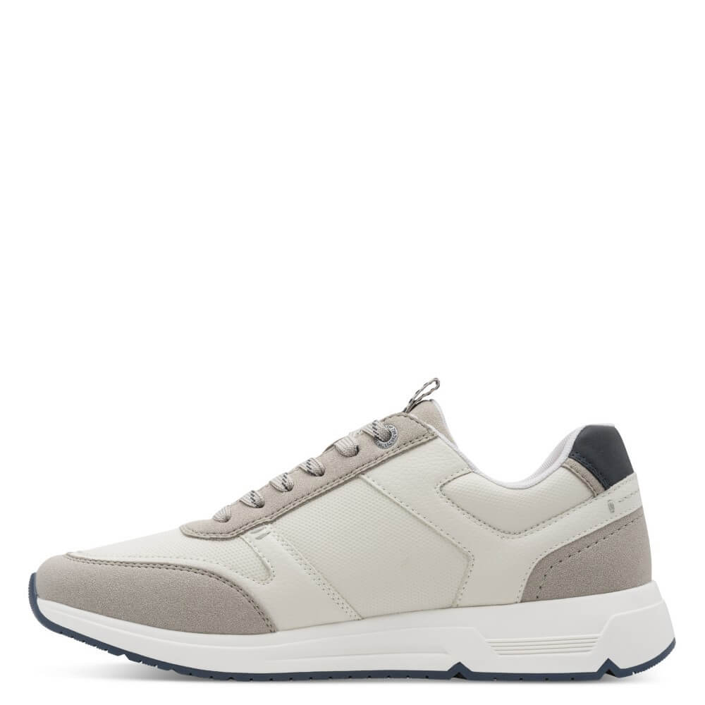 Marco Tozzi Gents Grey sneaker with white sole on a white background