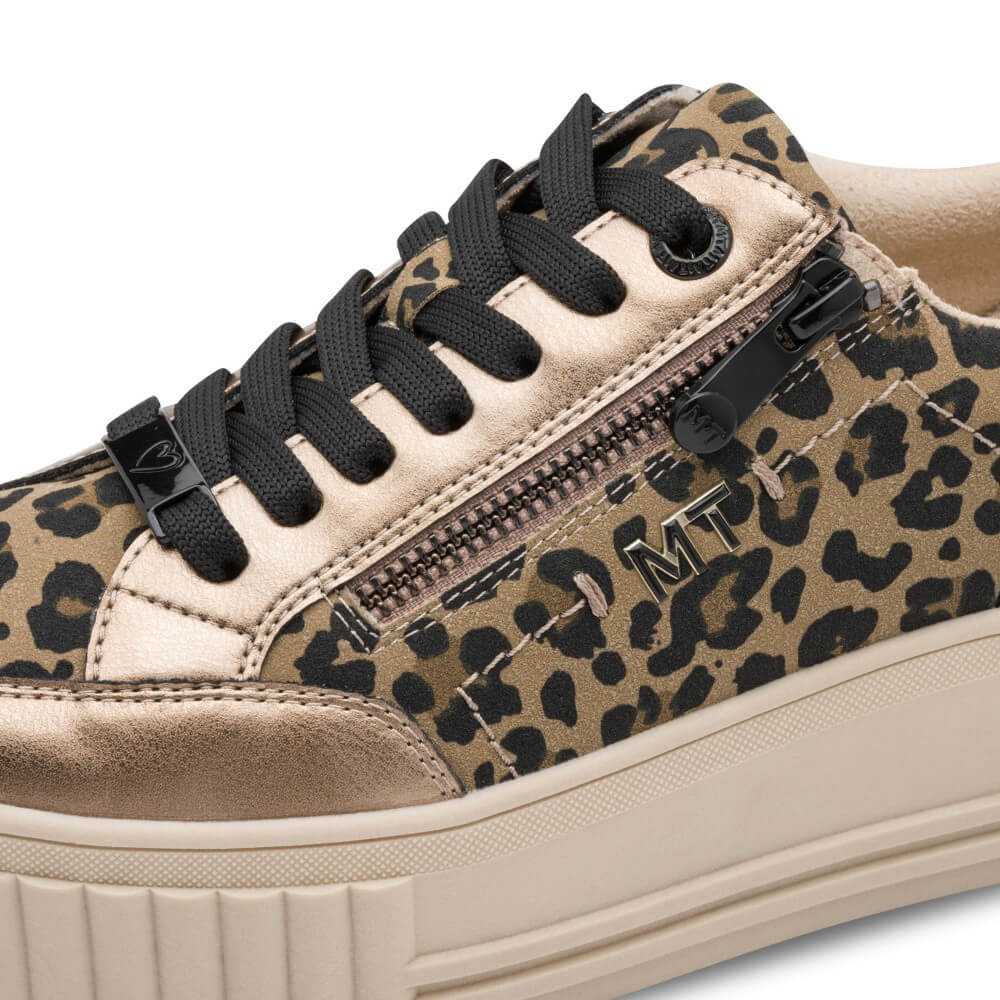 Marco Tozzi Vegan Leopard and gold platform trainer