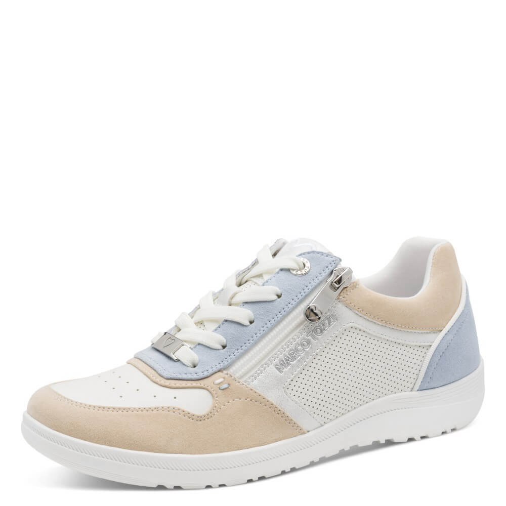 Marco Tozi Beige and blue sneaker on a white background