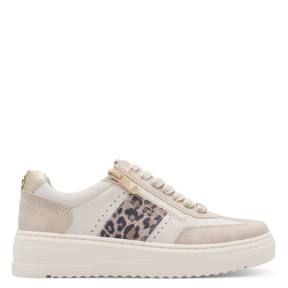 Marco Tozzi Beige and Leopard print sneaker