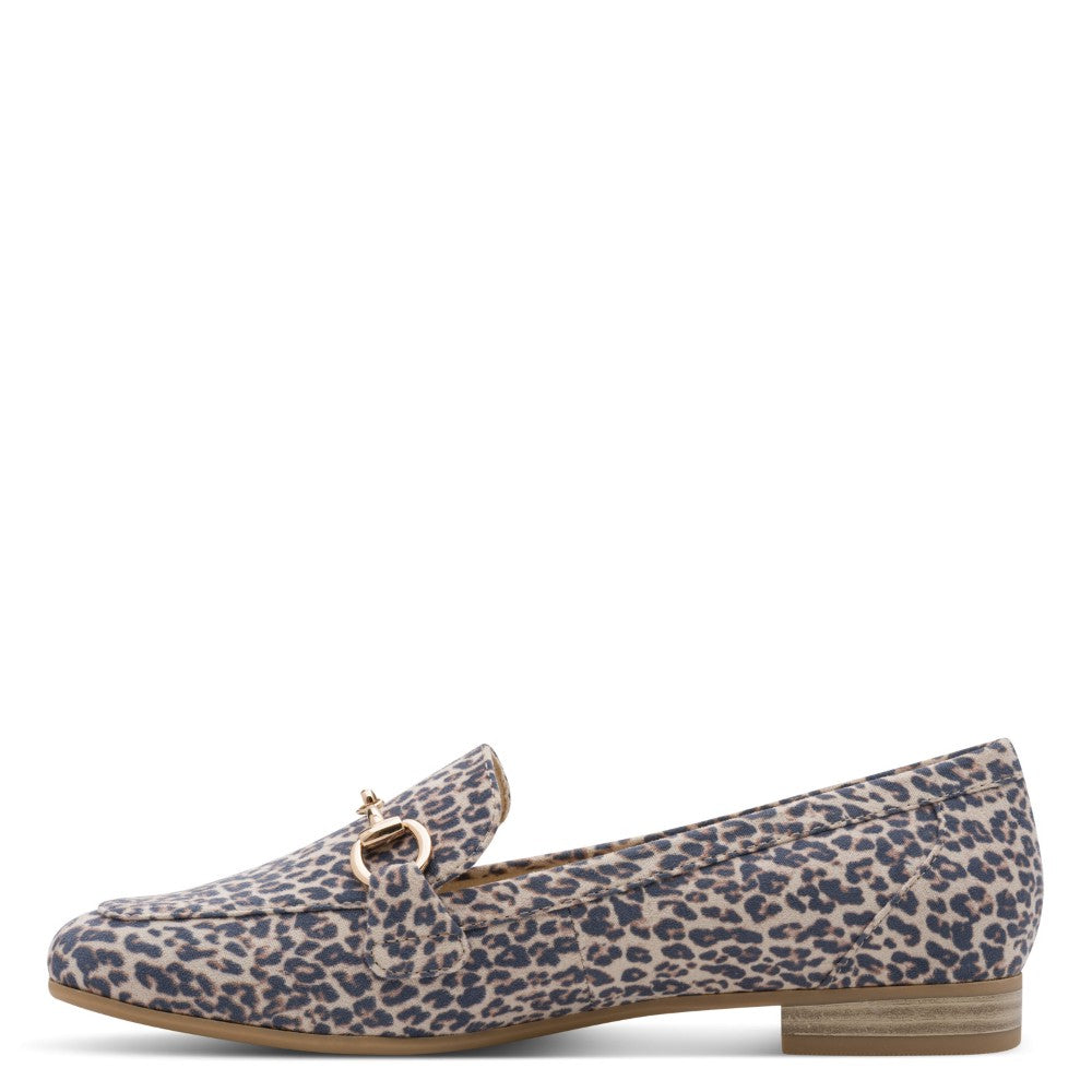 Marco Tozzi Leopard print loafer shoe on a white background