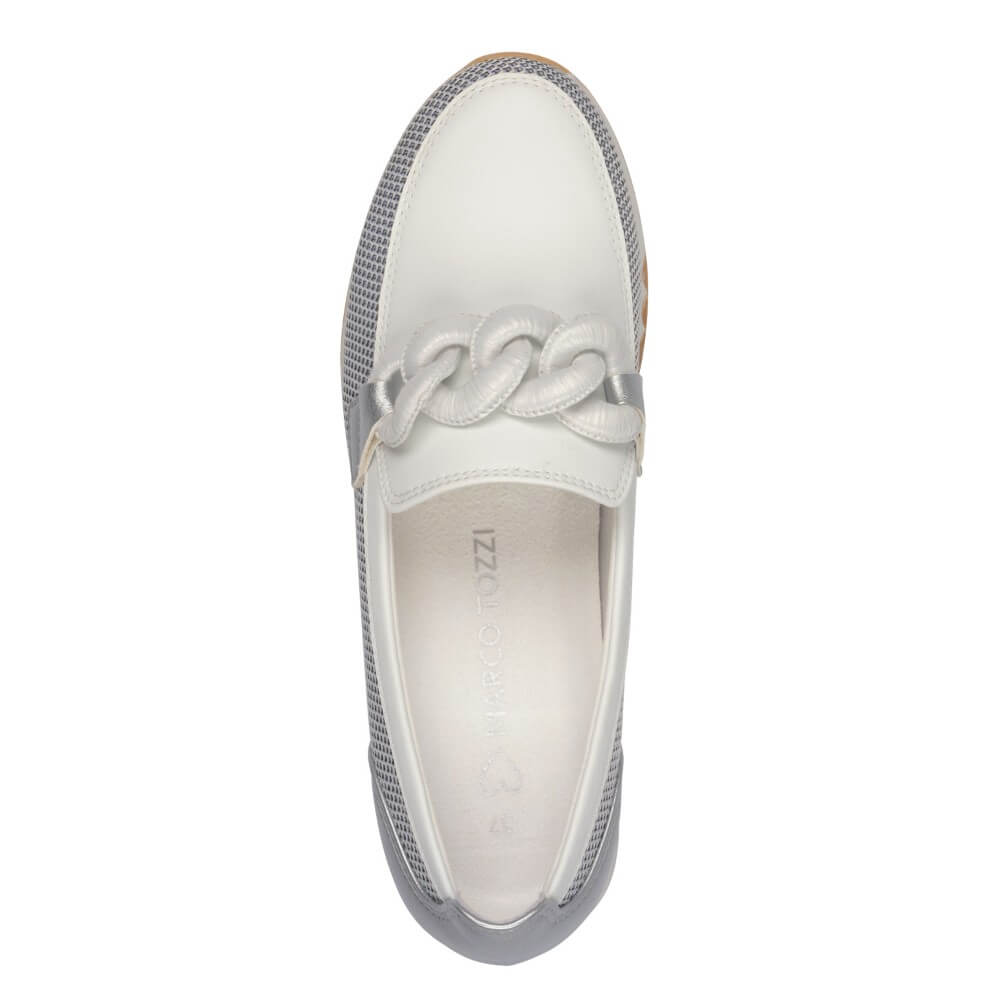 Marco Tozzi 2-24720 Sporty Loafer Vegan White Silver
