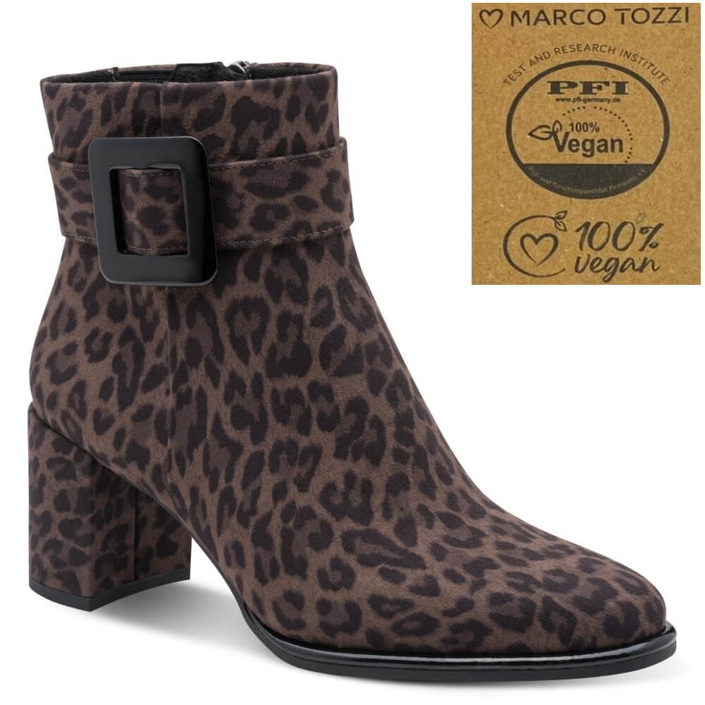 Marco Tozzi 2-25338 Vegan Leopard Print Block Heel Ankle Boots