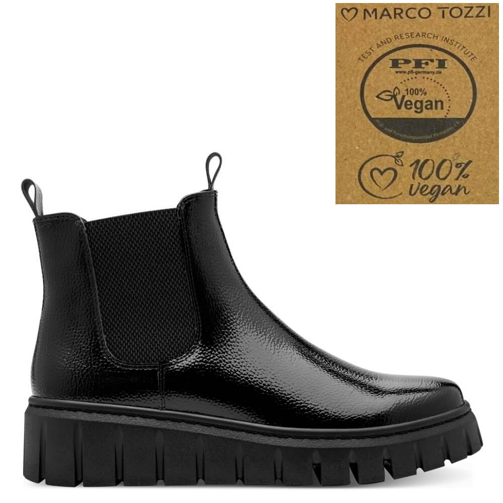 Marco Tozzi 2-25444 Black Patent Vegan Chelsea Boot