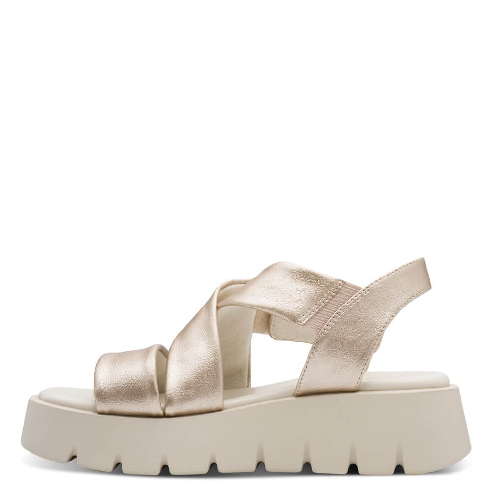 Marco Tozzi 2-28525 Platform Velcro Sandal Gold
