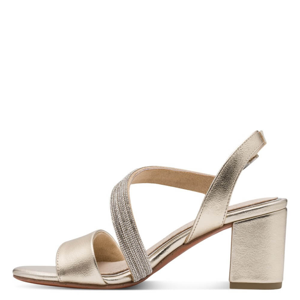 Marco Tozzi Block Heel Gold Sandal