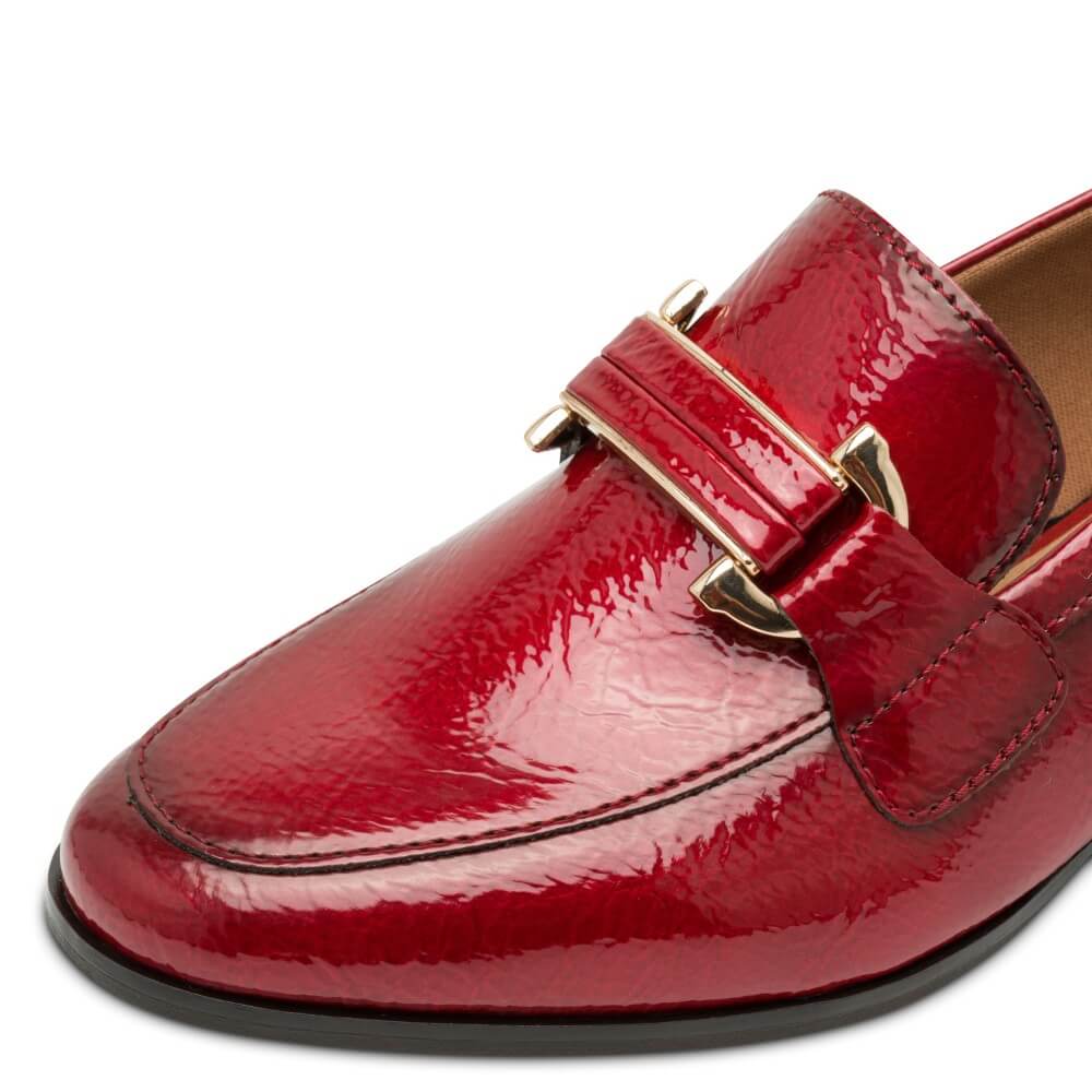 Red loafer shoe with a '100% Vegan' label by Marco Tozzi Marco Tozzi Vegan Loafer 2-24250-RED