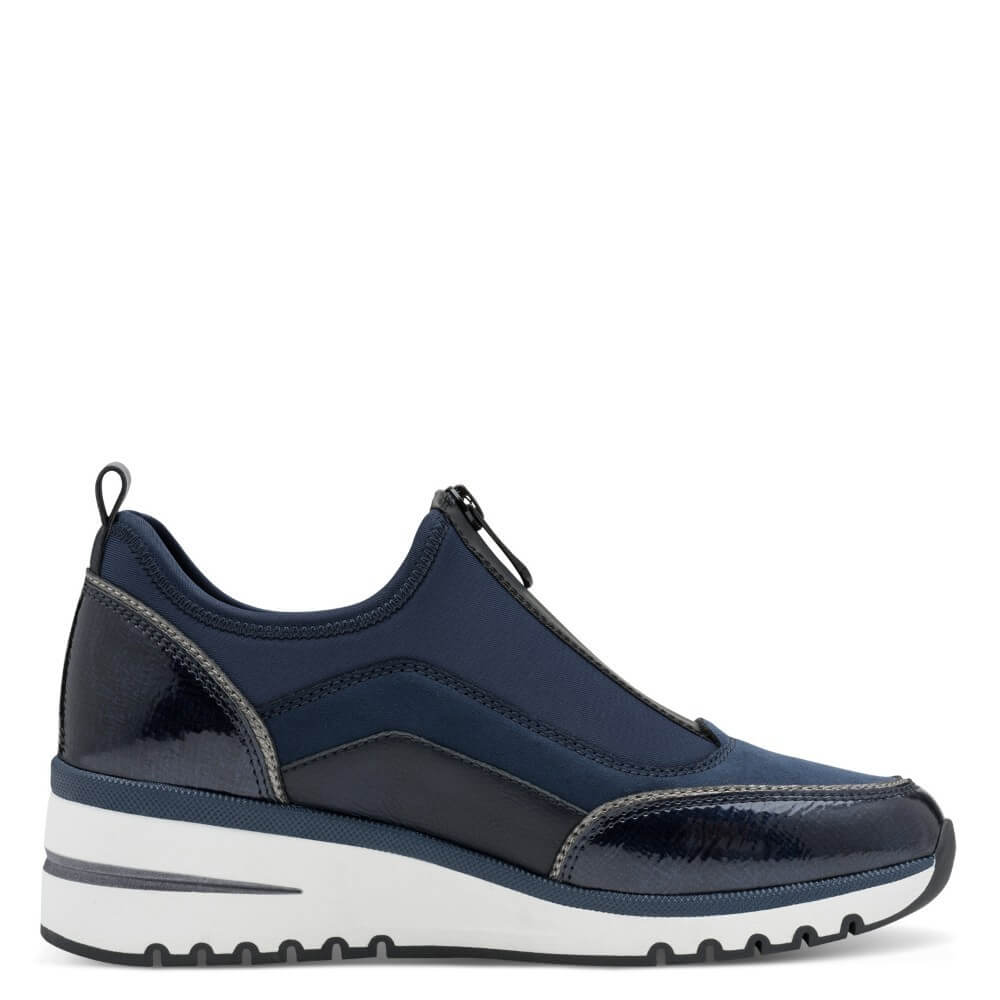 Blue and black sneaker with a '100% Vegan' label Marco Tozzi Vegan Trainer 2-24780-NAVY