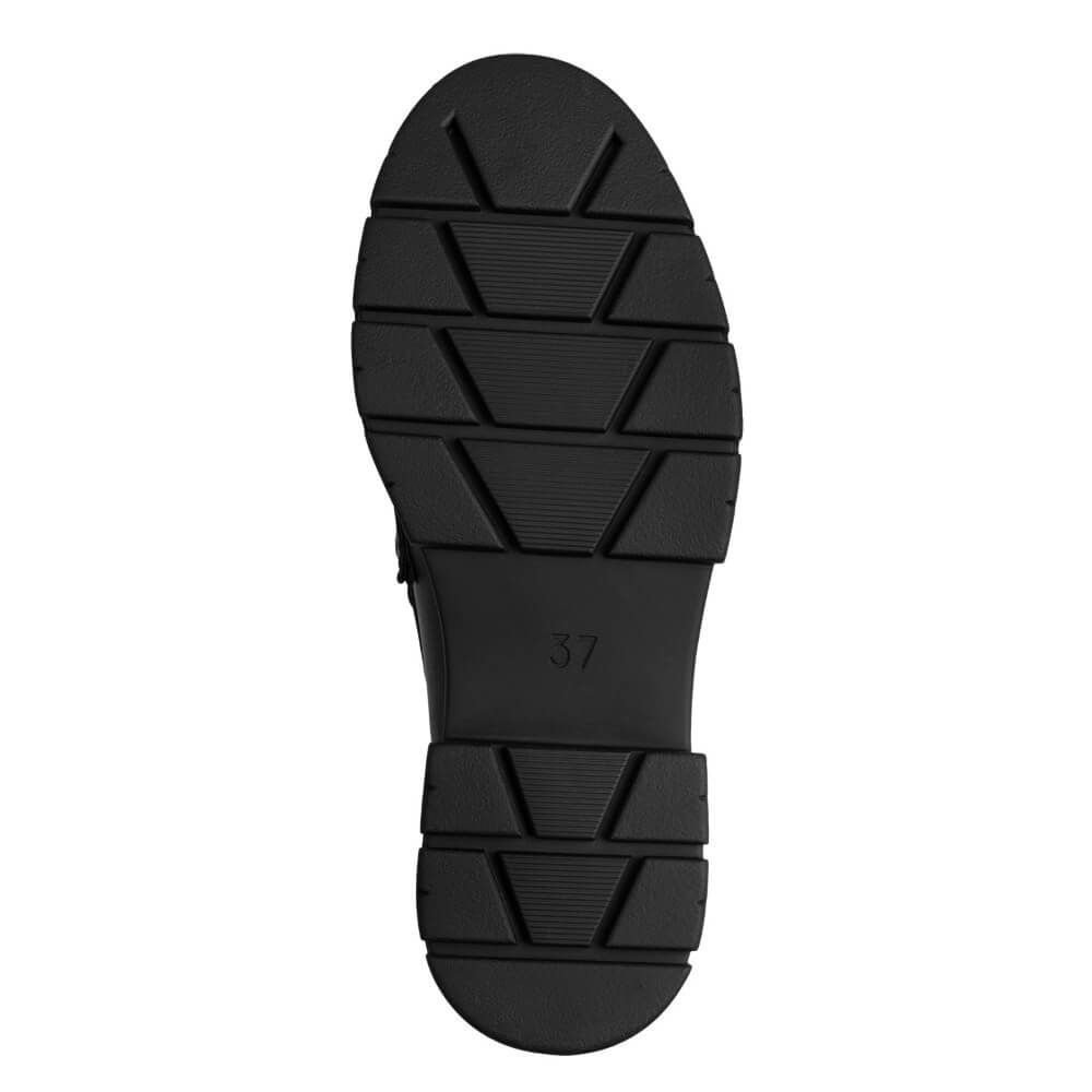 Black loafer shoe with a '100% Vegan' label Marco Tozzi Vegan Loafer 2-24705-BLACK