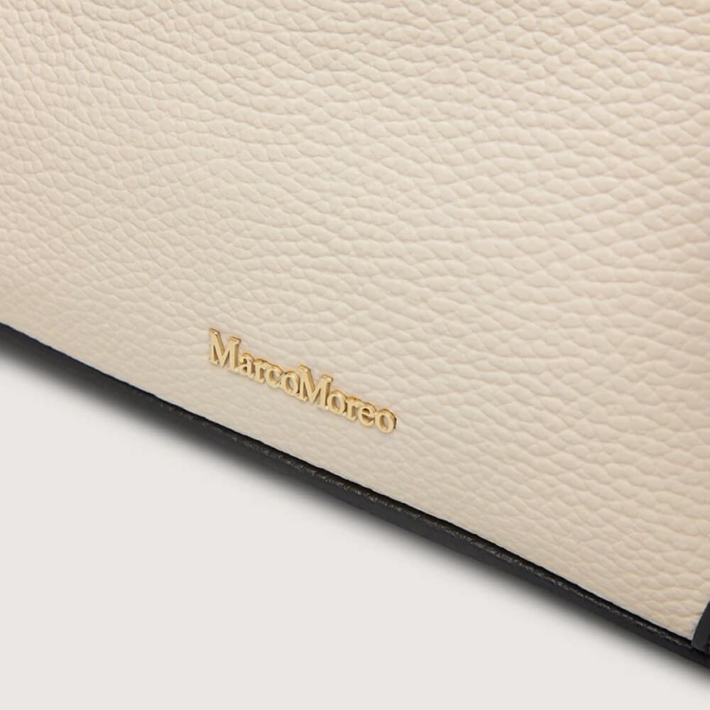 Cream and Black Leather Shoulder Bag Marco Moreo