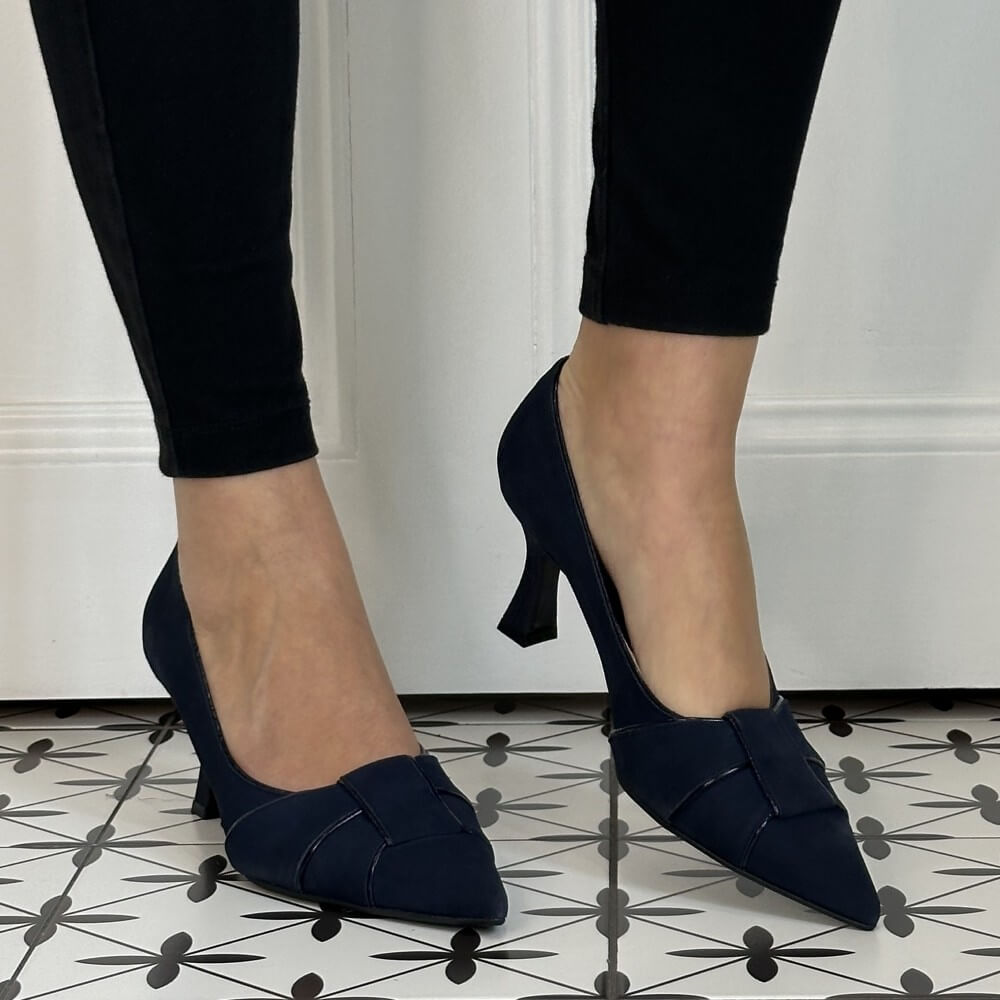 Marian 2505 Ocean Navy Suede Court Shoe