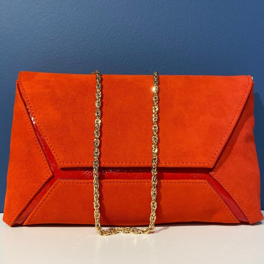Marian Lips Red Clutch bag with a gold chain