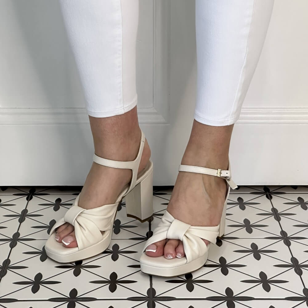 Marian Platform Sandal 62213 Cream Leather