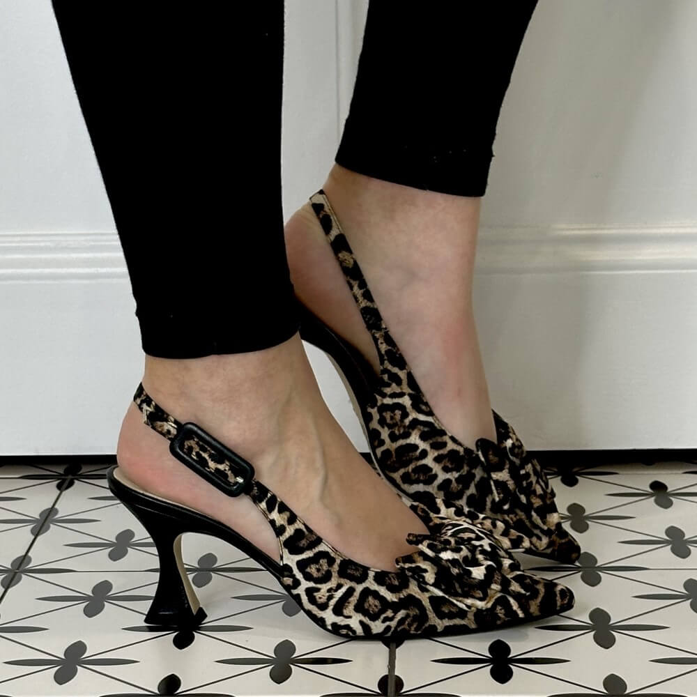 Marian Slingback 2212 Satin LEOPARD