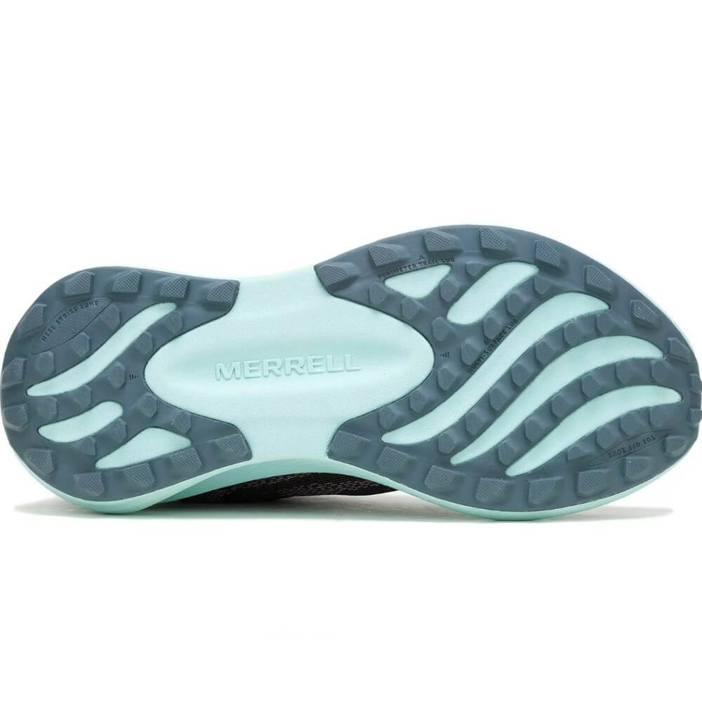 Purple Merrell running shoe with teal sole on a white background, featuring the GORE-TEX logo. Merrell Morphlite Gore-Tex Walking Shoe Plum