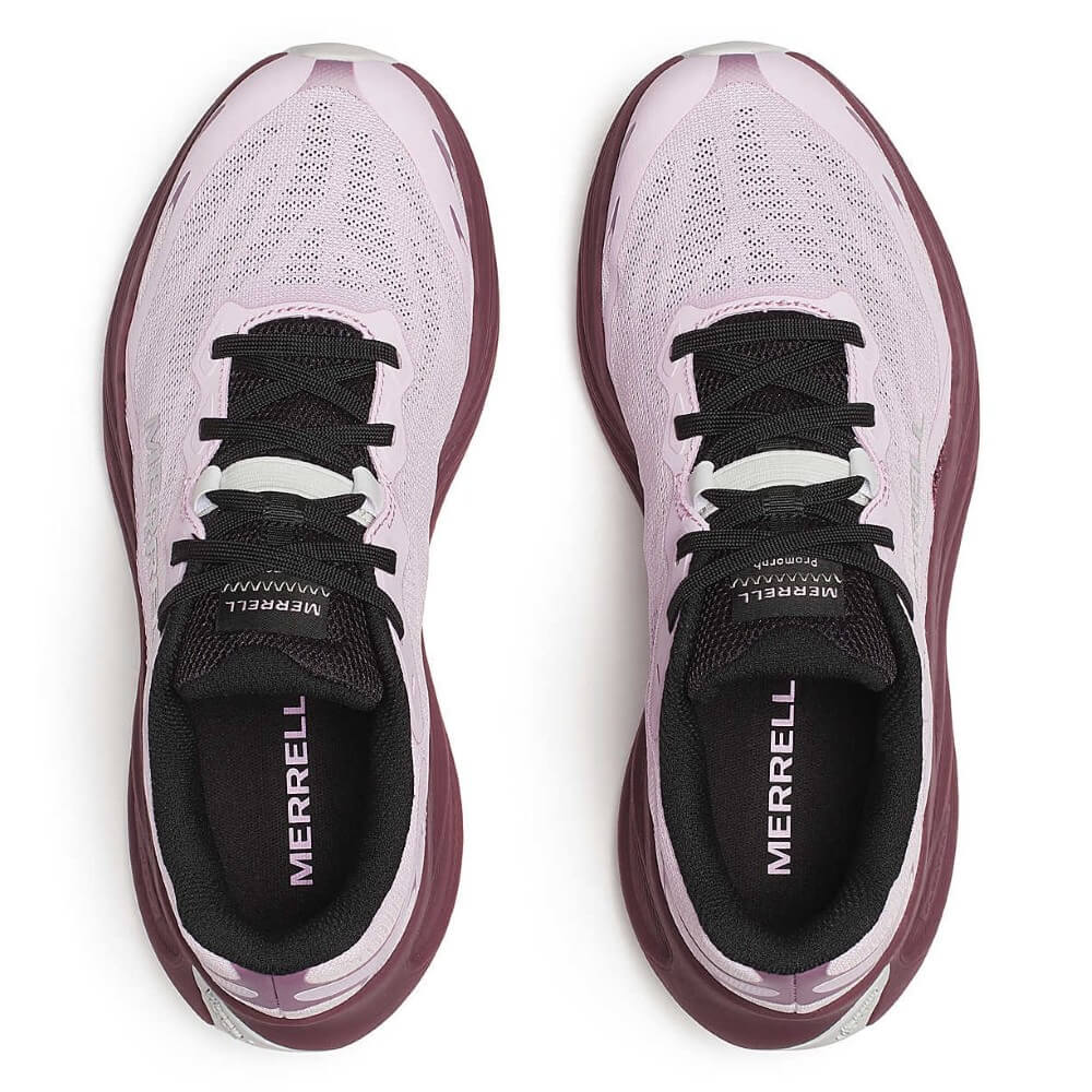 Pink and purple running shoe with Merrell branding on a white background Merrell Promorph Trail Walking Shoes Amethyst Pink