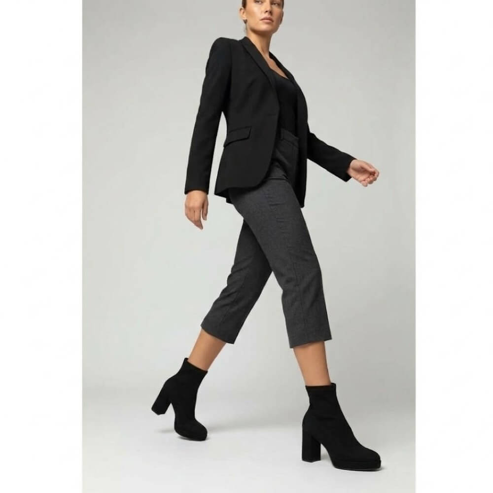 Miss Elastic 77030 Black Platform Stretch Ankle Boot
