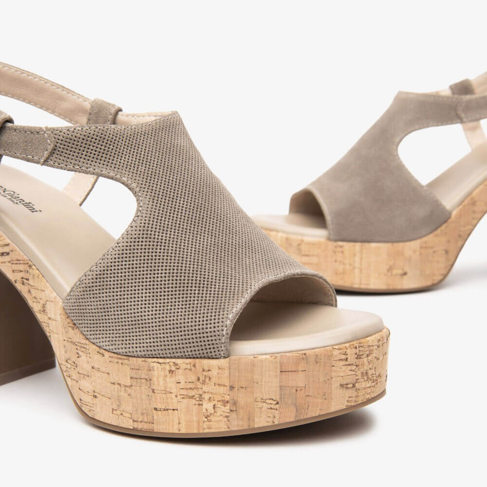 NeroGiardini Block Heel Suede Leather Sandals E5113621D