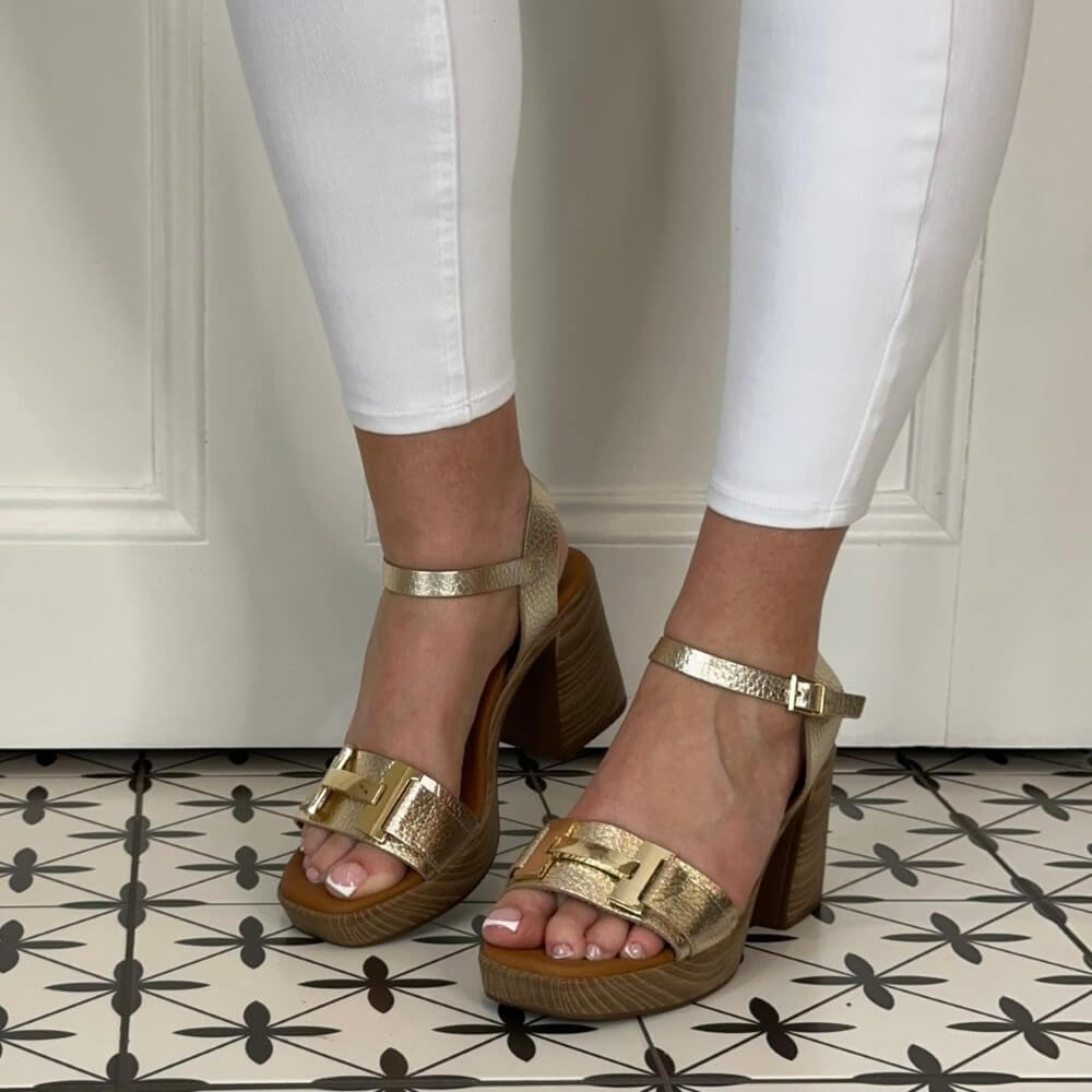 Oh My Sandals 5636 Champagne Gold Leather