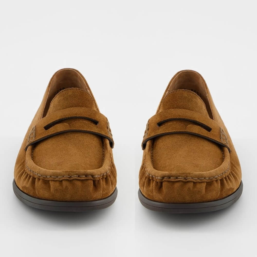 Paul Green 1228 Brown suede loafer shoes on a white background