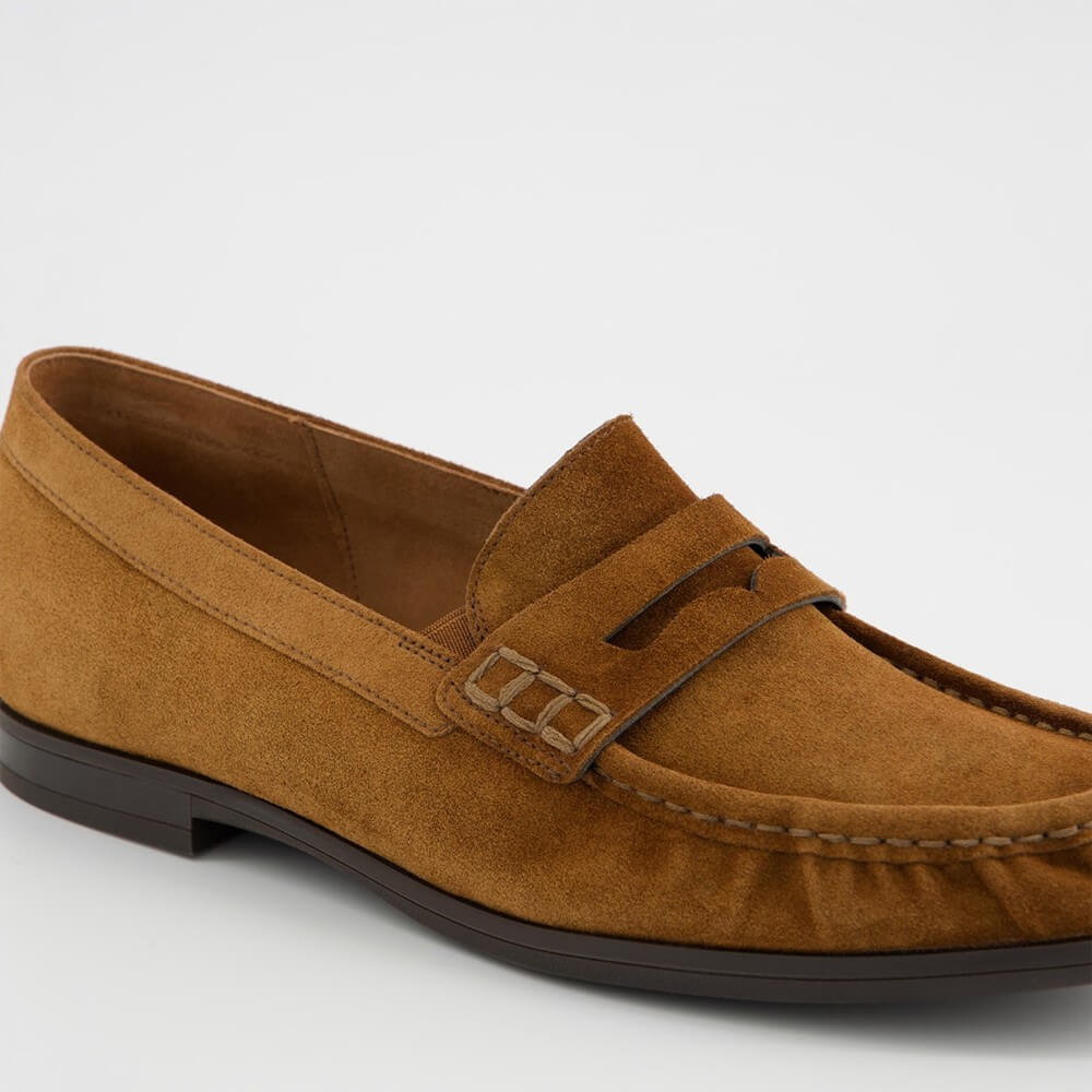 Paul Green 1228 Brown suede loafer shoe on a white background