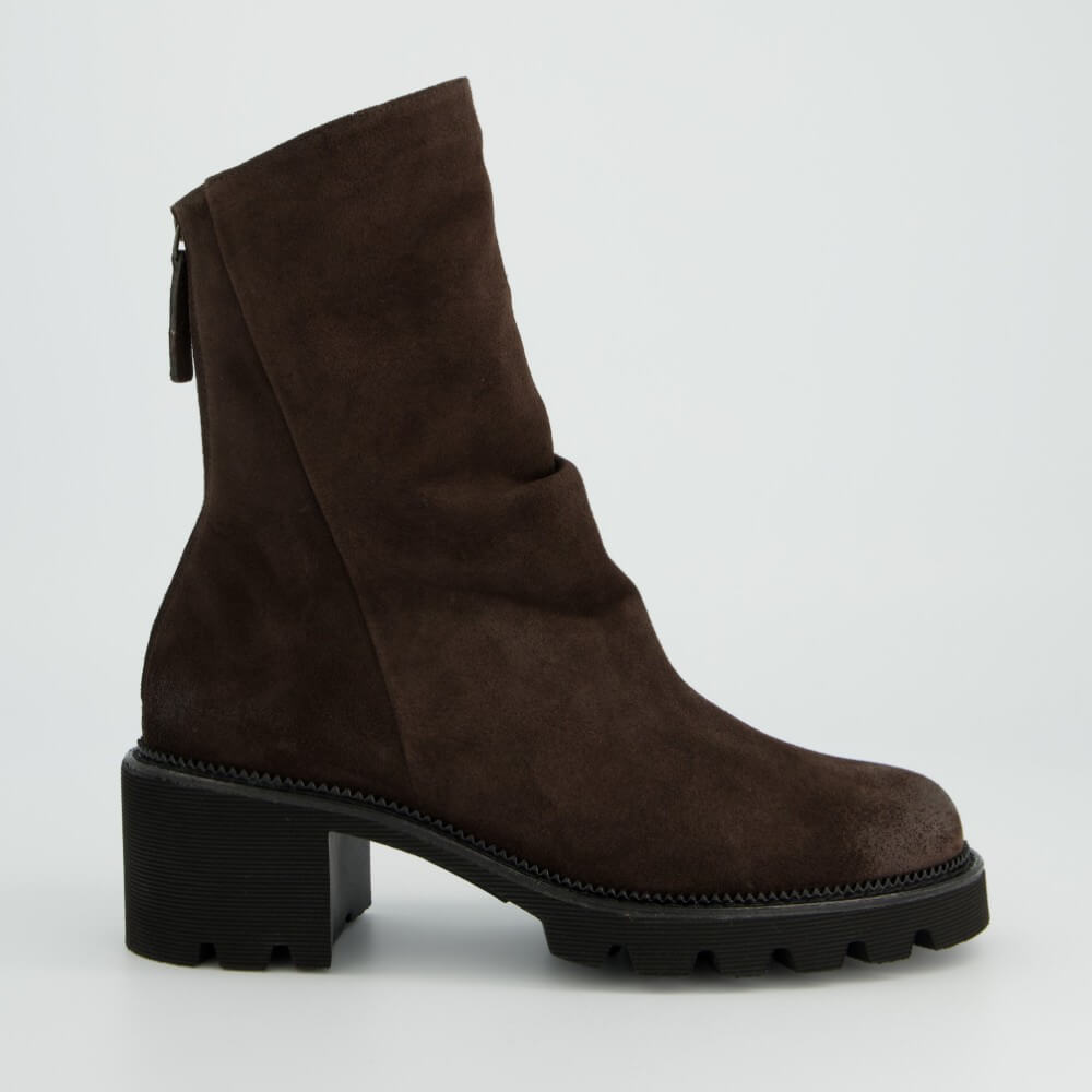 Paul Green 8291 Mocca Brown Suede Ankle Boots Rear Zip