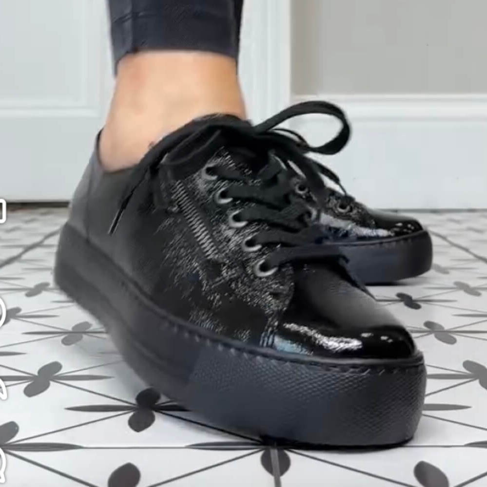 Black patent sneakers with a zipper Paul Green Supersoft Trainers 5006-Black patent