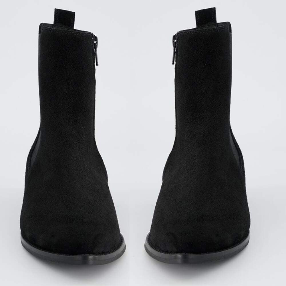 Black suede ankle boot on a light gray background Chelsea ankle boots 8271 by Paul Green