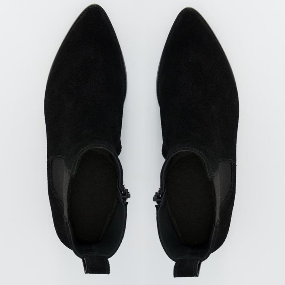 Black suede ankle boot on a light gray background Chelsea ankle boots 8271 by Paul Green