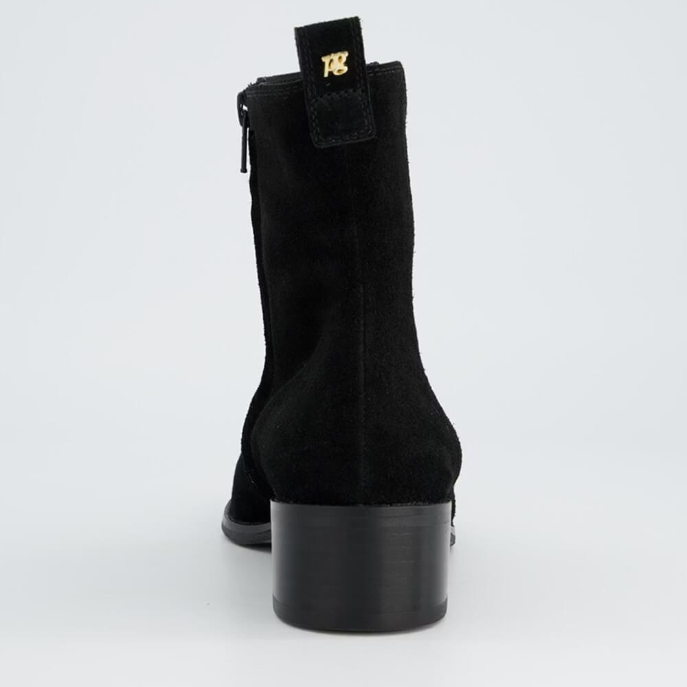 Black suede ankle boot on a light gray background Chelsea ankle boots 8271 by Paul Green