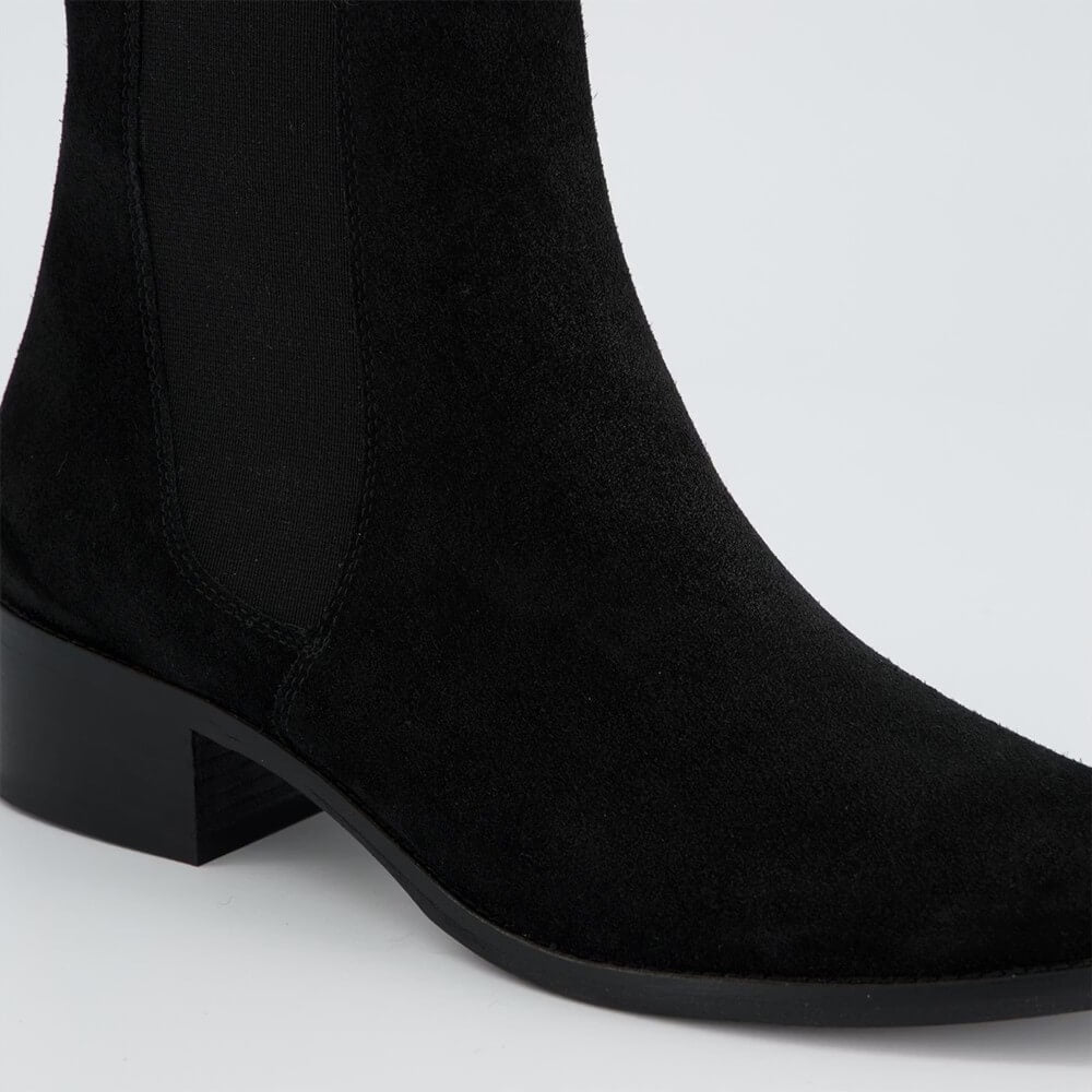 Black suede ankle boot on a light gray background Chelsea ankle boots 8271 by Paul Green