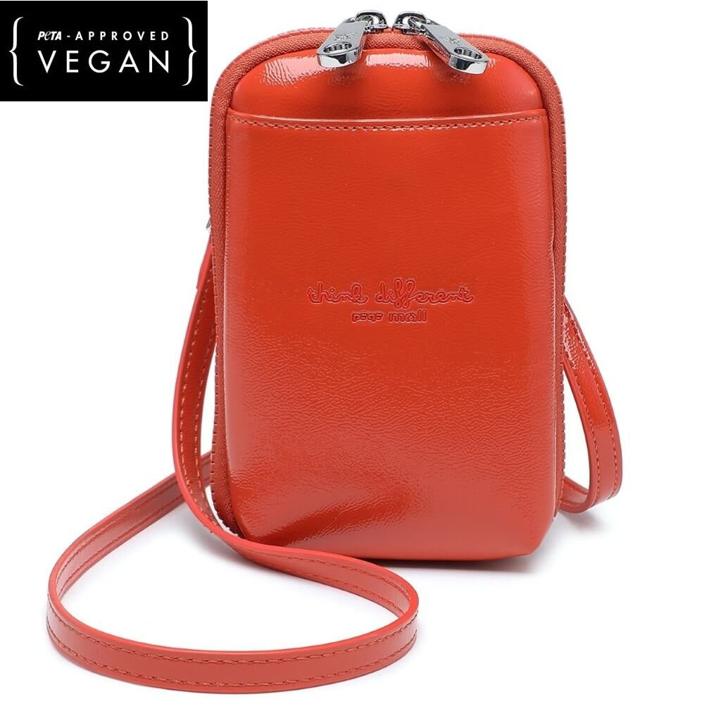 Pepe Moll Orange vegan leather crossbody bag with a visible brand logo on a white background.