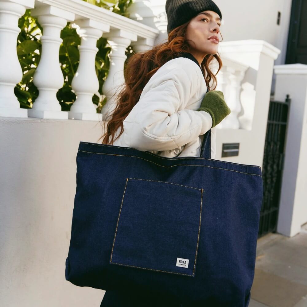 ROKA PORTOBELLO TOTE Denim Blue Wash