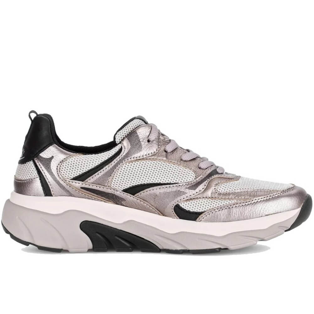 Rose gold and black sneaker on a white background