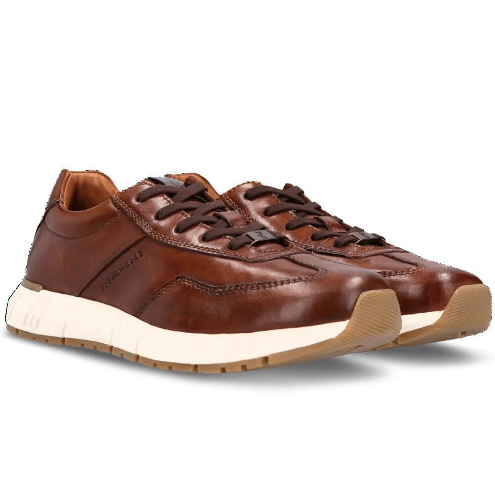 Salamander Cognac leather sneakers with white sole