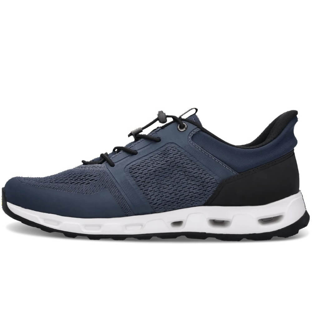 Salamander Navy trainer with white sole on a white background