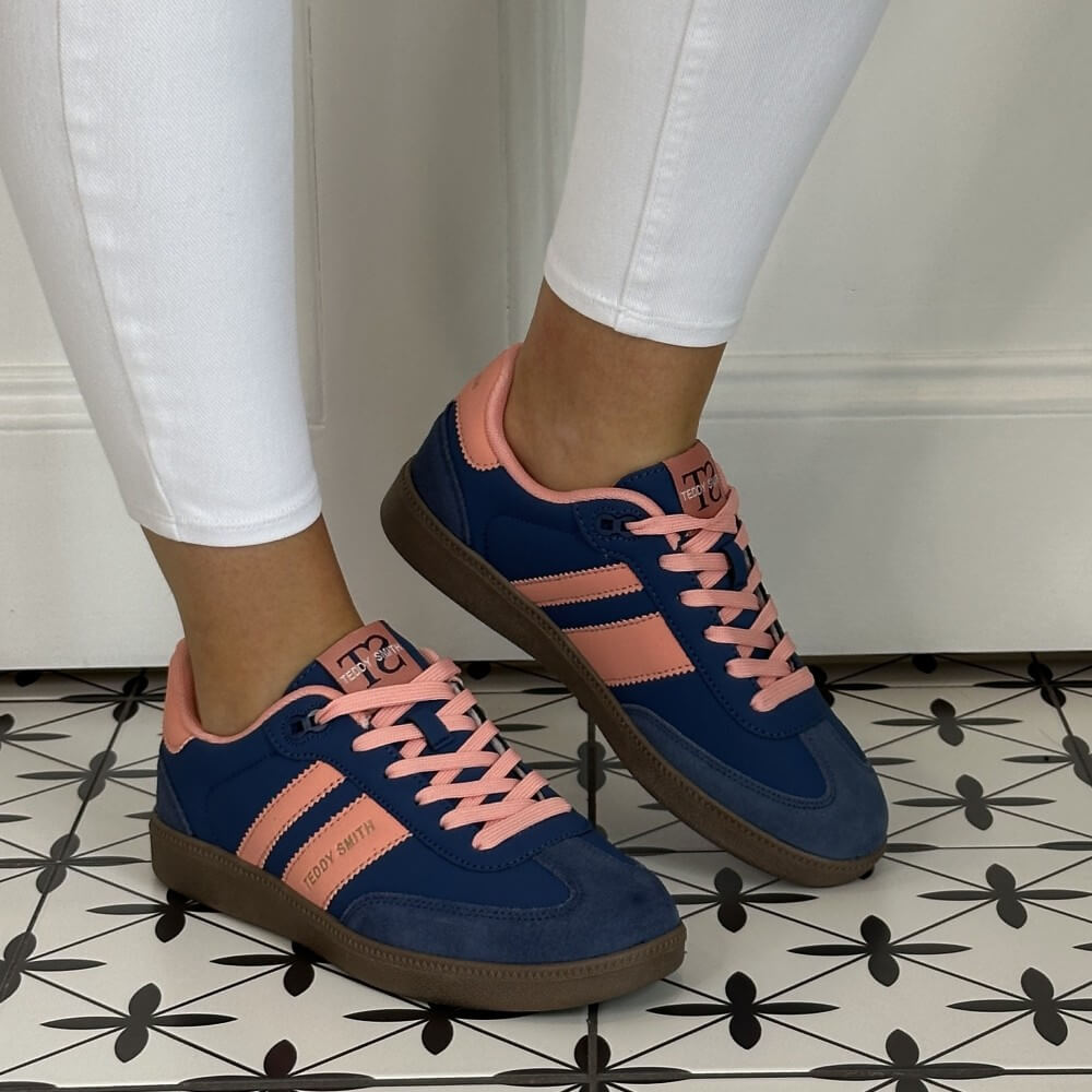 Navy and pink sneakers with brown soles Teddy Smith Sneakers 120204 Navy & Pink
