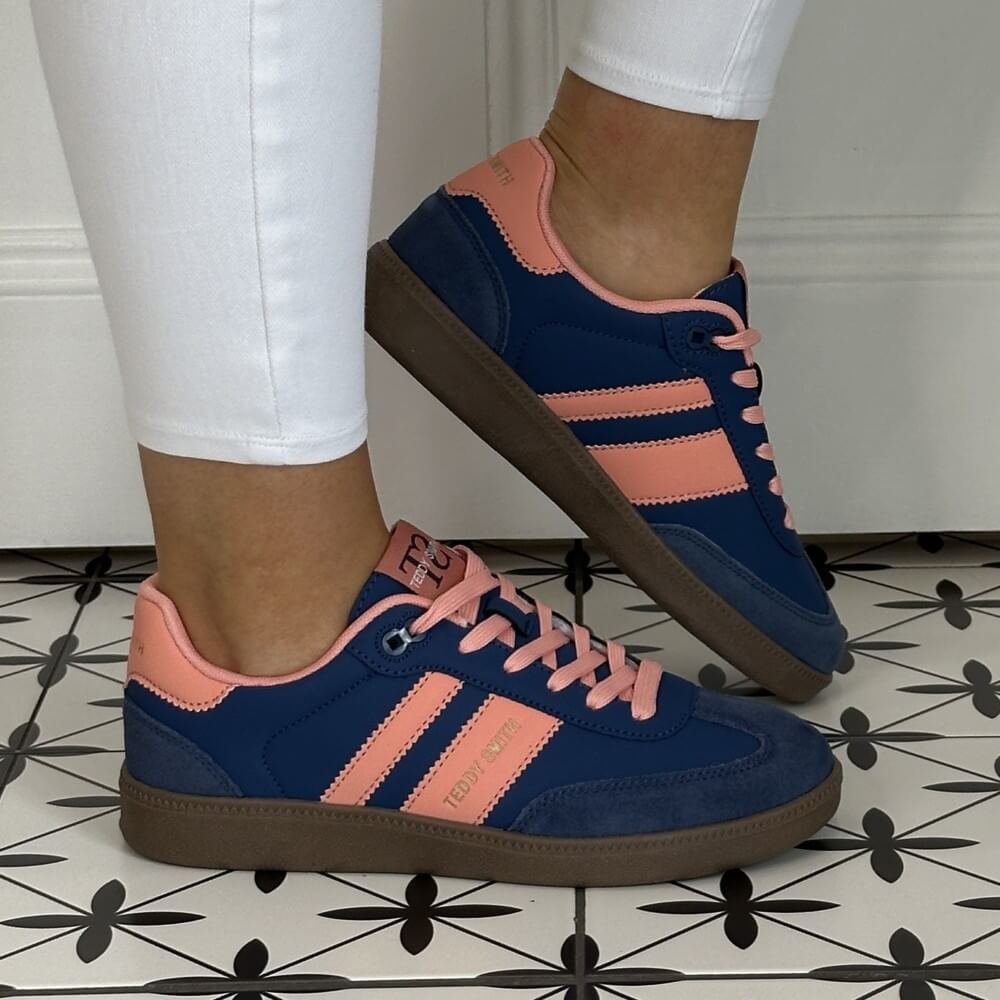 Navy and pink sneakers with brown soles Teddy Smith Sneakers 120204 Navy & Pink