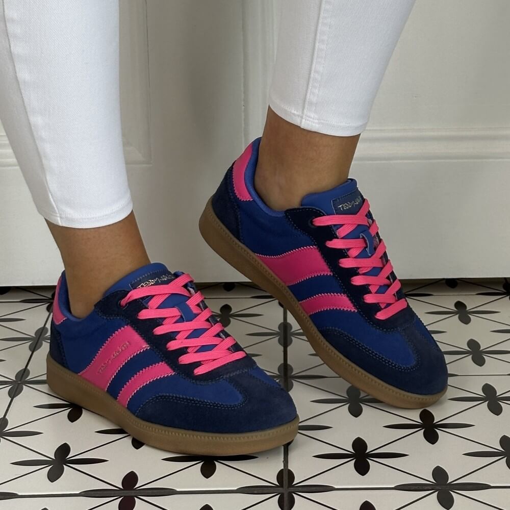 Navy and pink sneakers with brown soles Teddy Smith Sneakers 120235 Azul and Pink