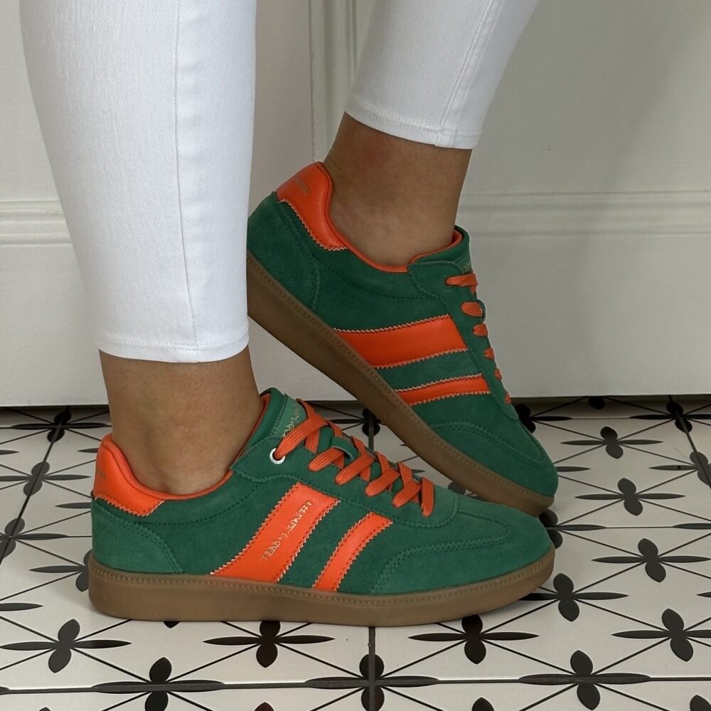 Green and orange sneakers with brown gum soles Teddy Smith Sneakers 120235 Verde Green & Orange
