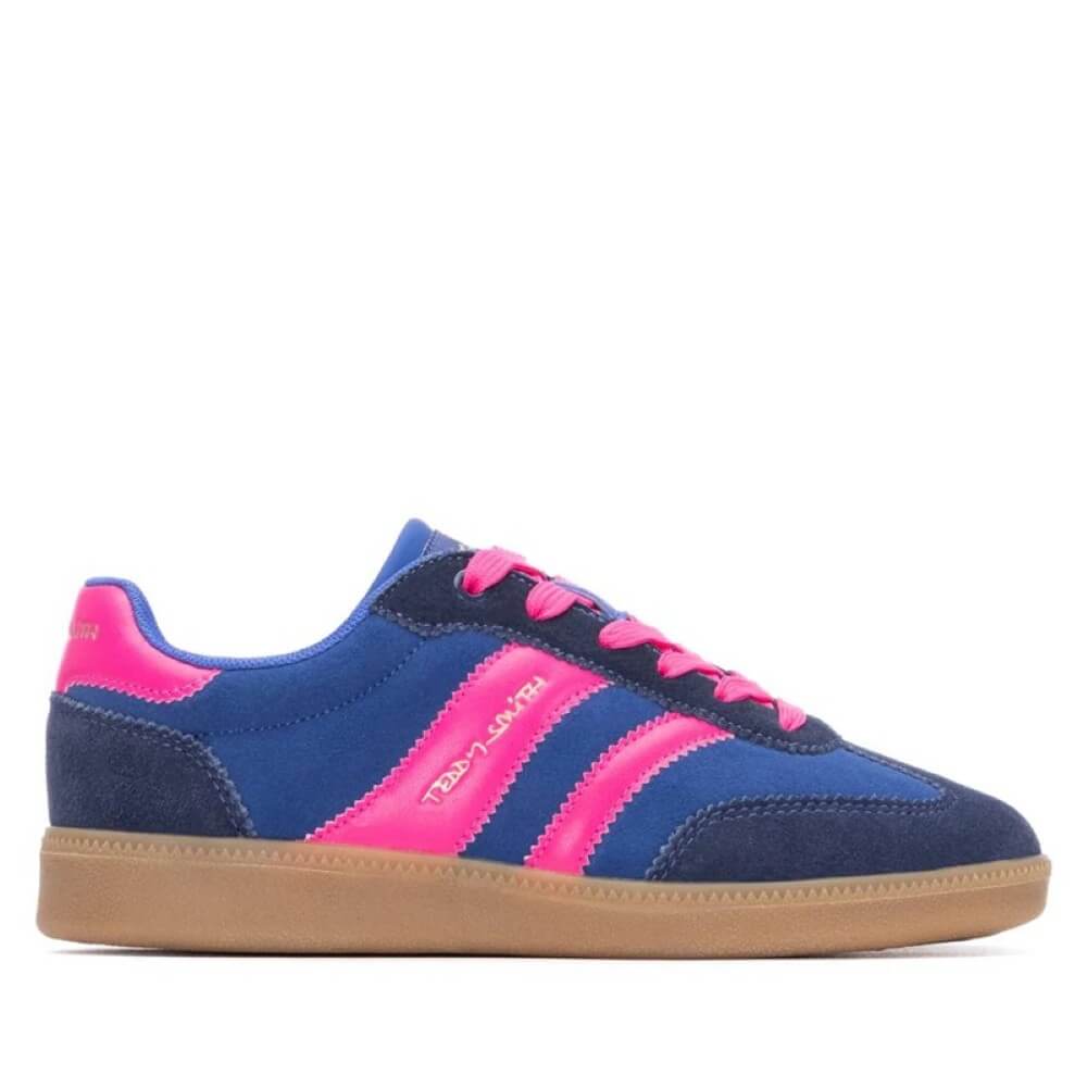 Blue and pink sneaker with a white background Teddy Smith