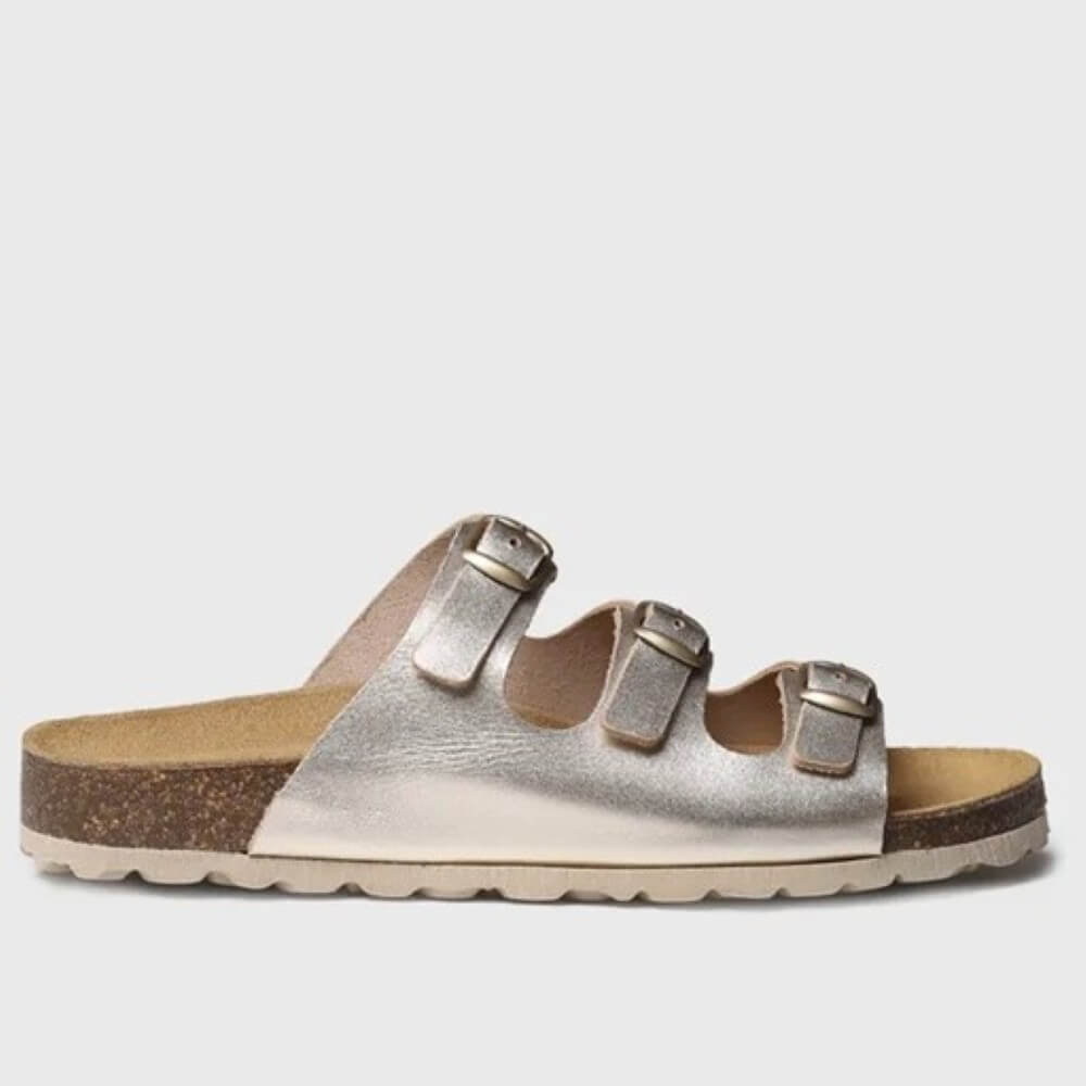 Toni Pons GIEN-VQ 3 Buckle Platinum Leather Sandal